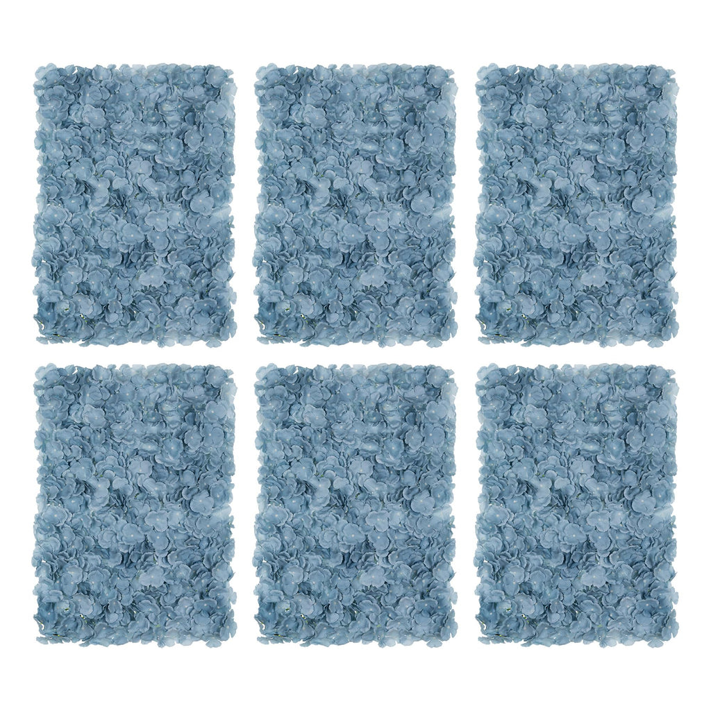 LOYALHEARTDY 4 Pack Artificial Flower Wall Panels 24" x 16" Blue & White Faux Hydrangea and Rose Artificial Flower Backdrop Panels for Wedding Party Event Flower Wall Decor