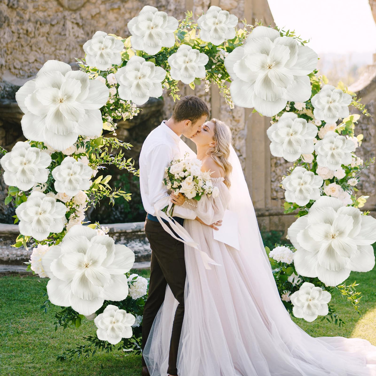 12 Pcs Giant Paper Flowers Artificial Large, White