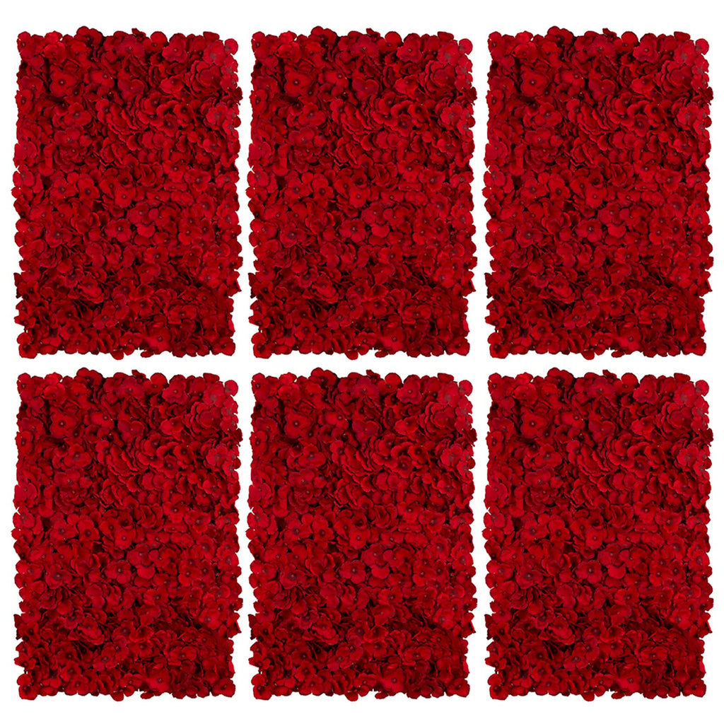 12 Pcs Flower Wall Panel, 24" x 16" Artificial Rose Hydrangea Backdrop, 3D Heavy Duty Faux Silk Floral Backdrop with 100 Zip Ties for Wedding Event Party Home Patio Decoration