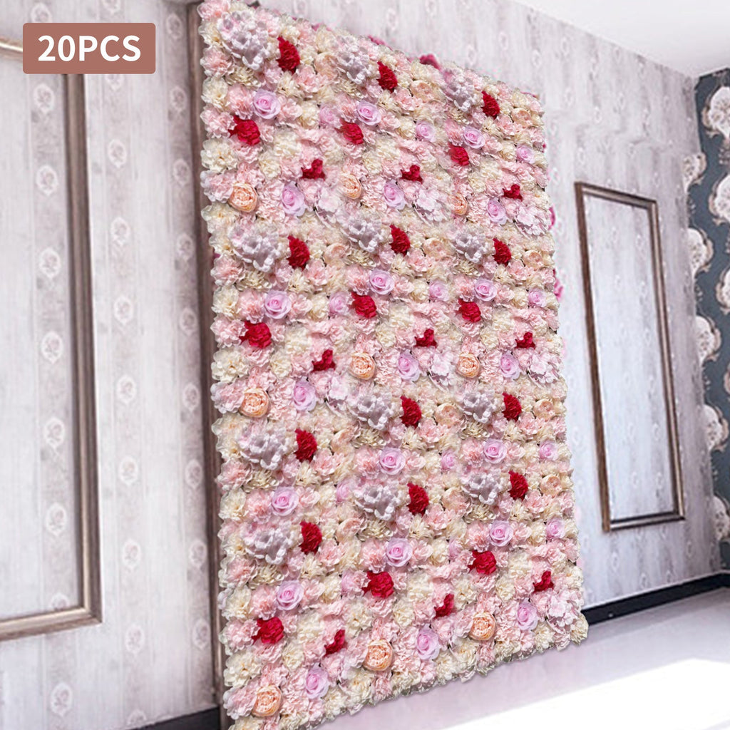 Artificial Flower Wall Panel, Faux Greenery Backdrop for Wedding Party Home Decor, Realistic Fake Plant Wall, Easy to Install And Maintain, Flower Wall, Decoration, Used in Wedding Sites, Photography Buildings, Clothing Stores, Home Walls, Hotels