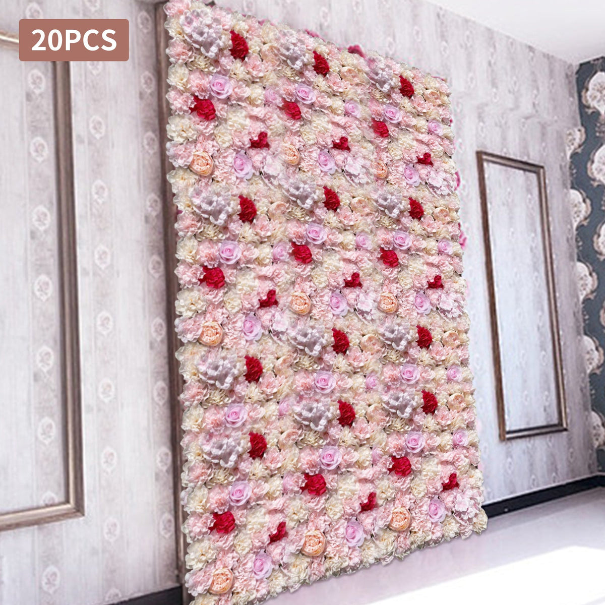 Artificial Flower Wall Panel, Faux Greenery Backdrop for Wedding Party Home Decor, Realistic Fake Plant Wall, Easy to Install And Maintain, Flower Wall, Decoration, Used in Wedding Sites, Photography Buildings, Clothing Stores, Home Walls, Hotels