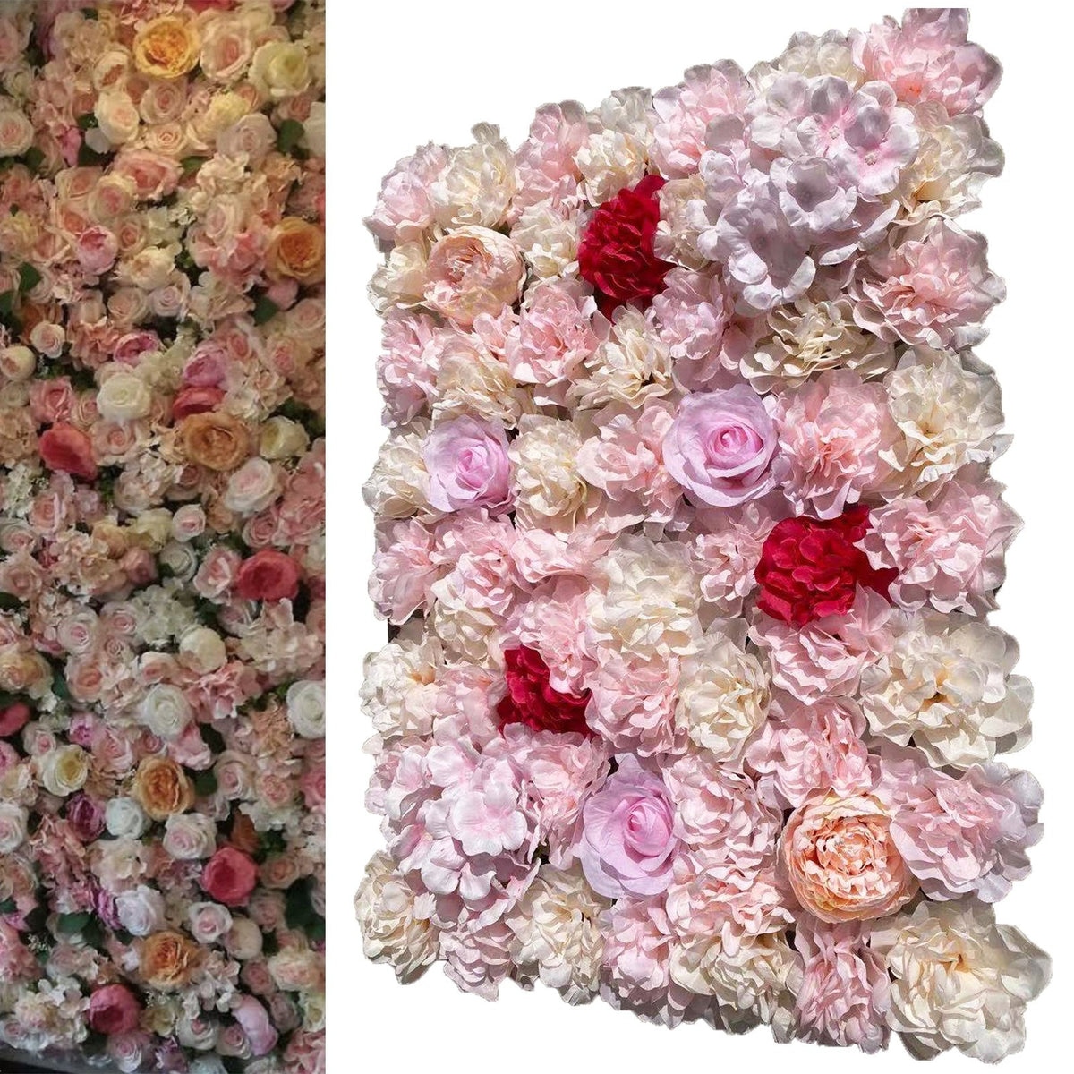 Artificial Flower Wall Panel, Faux Greenery Backdrop for Wedding Party Home Decor, Realistic Fake Plant Wall, Easy to Install And Maintain, Flower Wall, Decoration, Used in Wedding Sites, Photography Buildings, Clothing Stores, Home Walls, Hotels