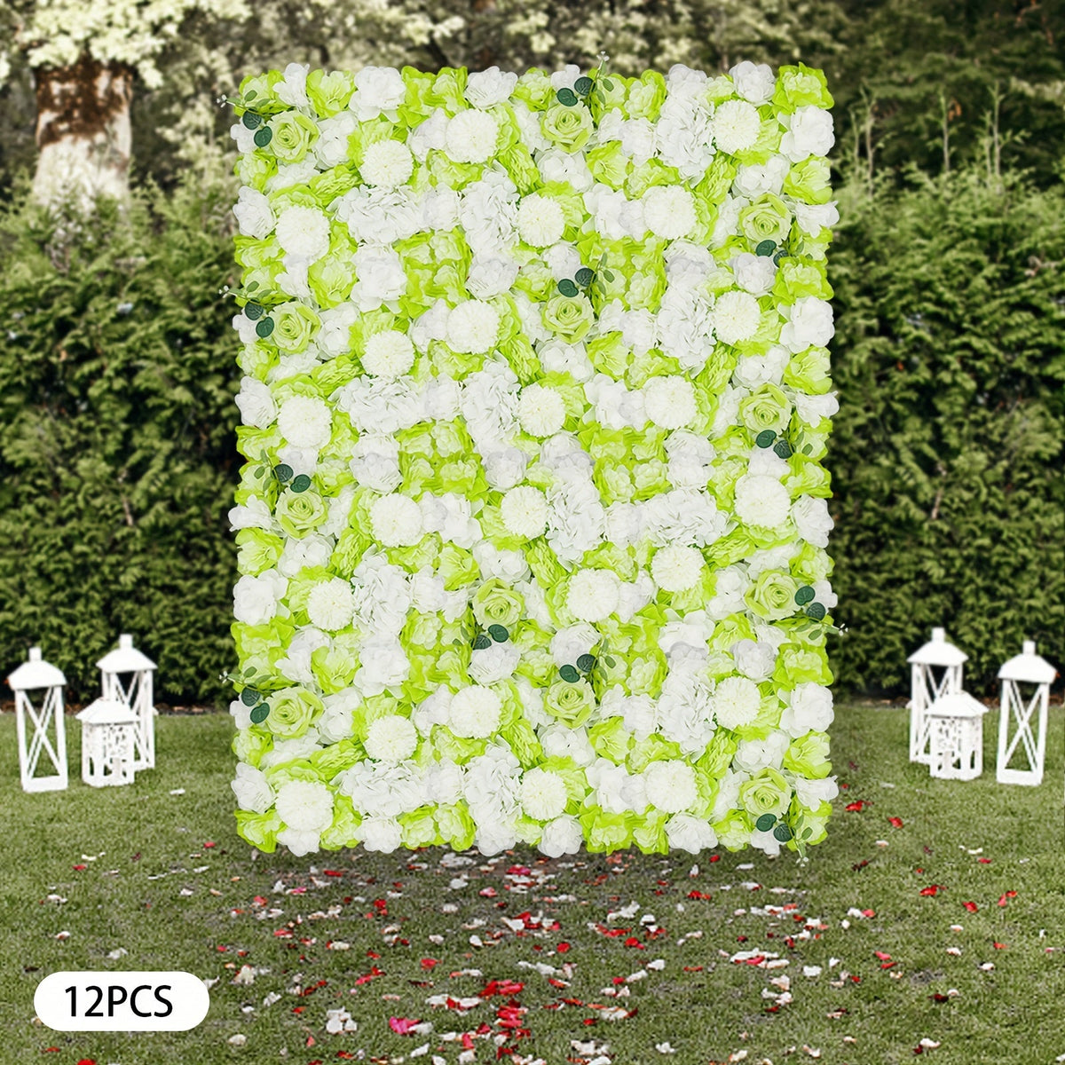 [Flowers Wall Panel] 3D Flowers Wall Panel 15 * 15in Artificial Flower Wall Background Silk Rose Mat