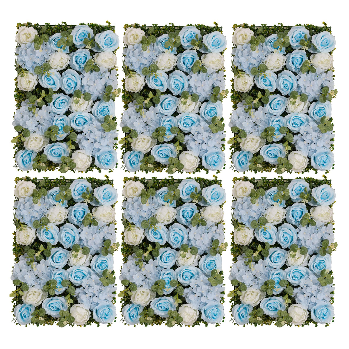 Flower Wall Backdrop 6 Panels 24x16 Inch Dusty Blue