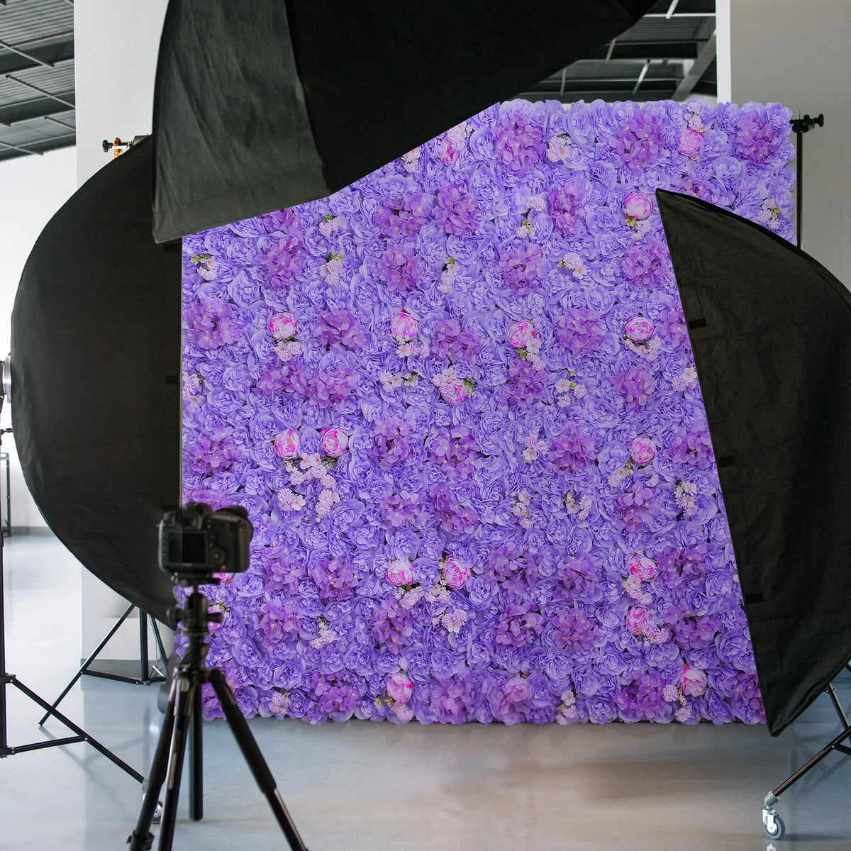 12pcs Flower Wall Backdrop 16.5"x16.5" Silk Floral Panels-Purple