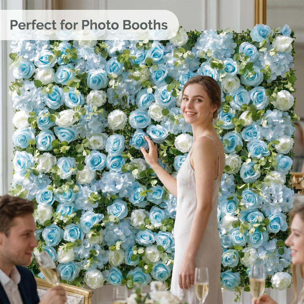 Flower Wall Backdrop 6 Panels 24x16 Inch Dusty Blue