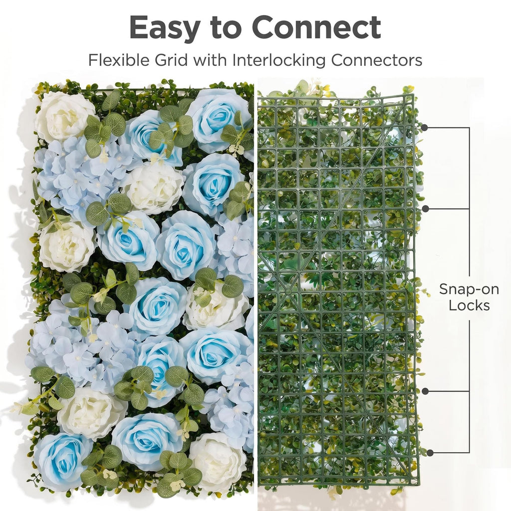 Flower Wall Backdrop 6 Panels 24x16 Inch Dusty Blue