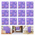 12pcs Flower Wall Backdrop 16.5"x16.5" Silk Floral Panels-Purple