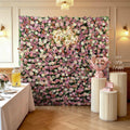Luxury‌ Artificial Flower Wall Backdrop 5D Silk Purple Rose Flower Panel Wedding Baby Shower Party Birthday Decorative Quick Assembly