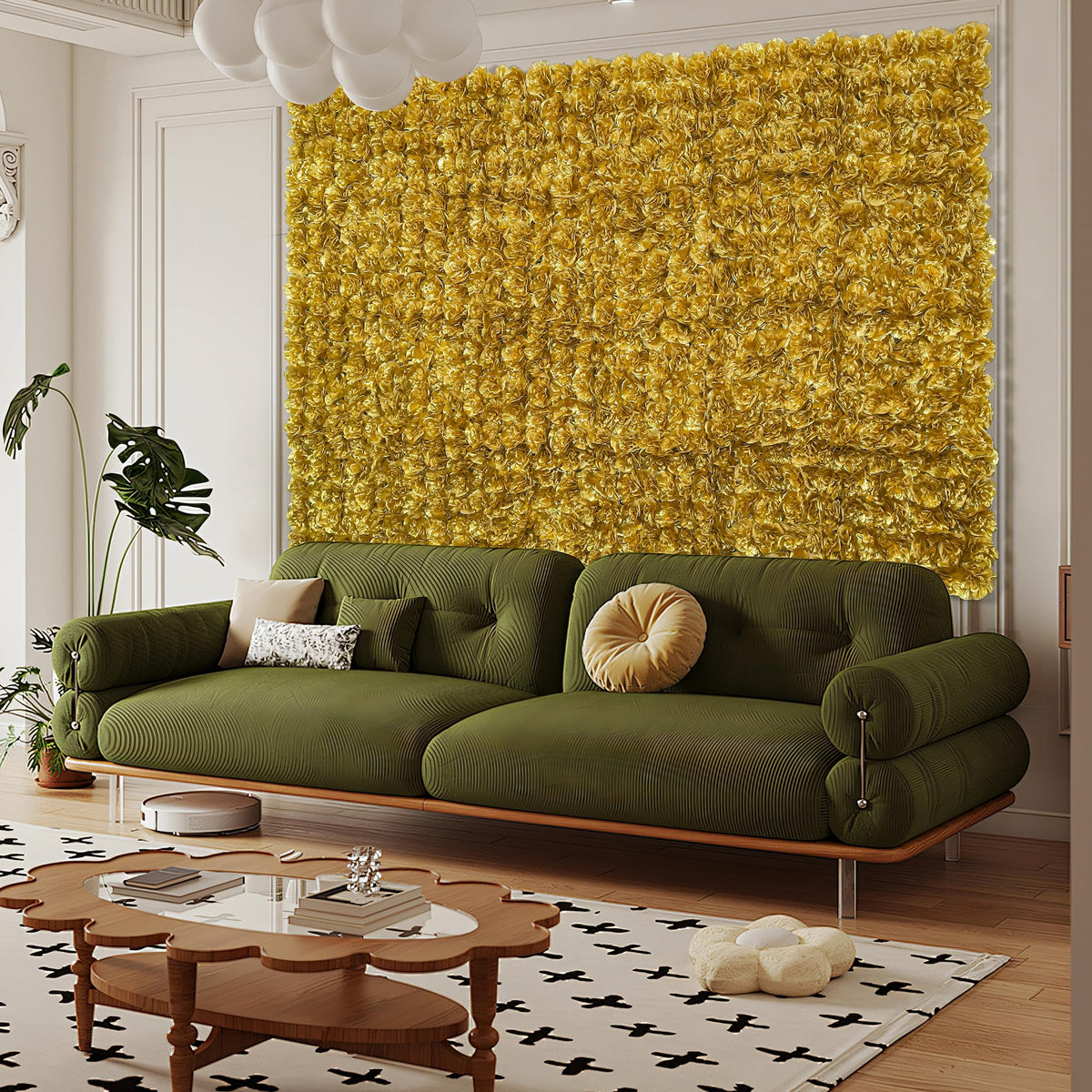Flower Wall Backdrop12pcs 16.5"x16.5" Floral Wall-Gold