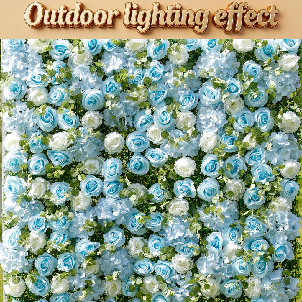 Flower Wall Backdrop 6 Panels 24x16 Inch Dusty Blue