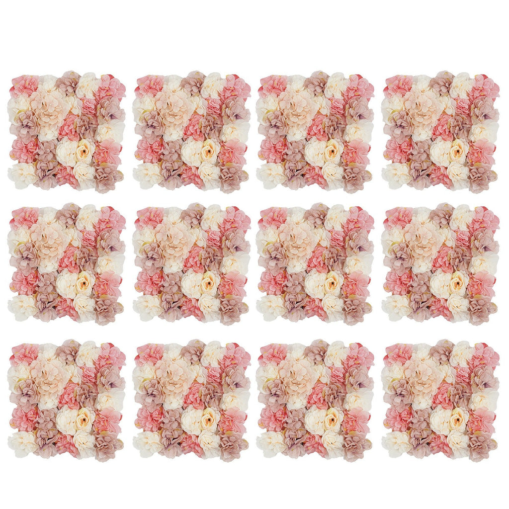 【2D Flat】 GDRASUYA10 Modern Freestanding 12pcs Artificial Flower Wall Panel Artificial Flower Wall Backdrop 11.81 X 11.81 Inches Suitable for Various Party Decorations Such As Bridal Showers, Birthday Parties, Graduation Parties, Proposal Parties