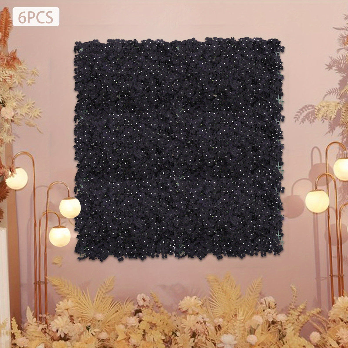 6pcs 23.62x15.75inch Flower Wall Panel -Photobooth Props-Artificial Floral Black Flowers Wall-Valentine's Day Decor-Wall Background Wedding Party Artificial Flowers Decoration