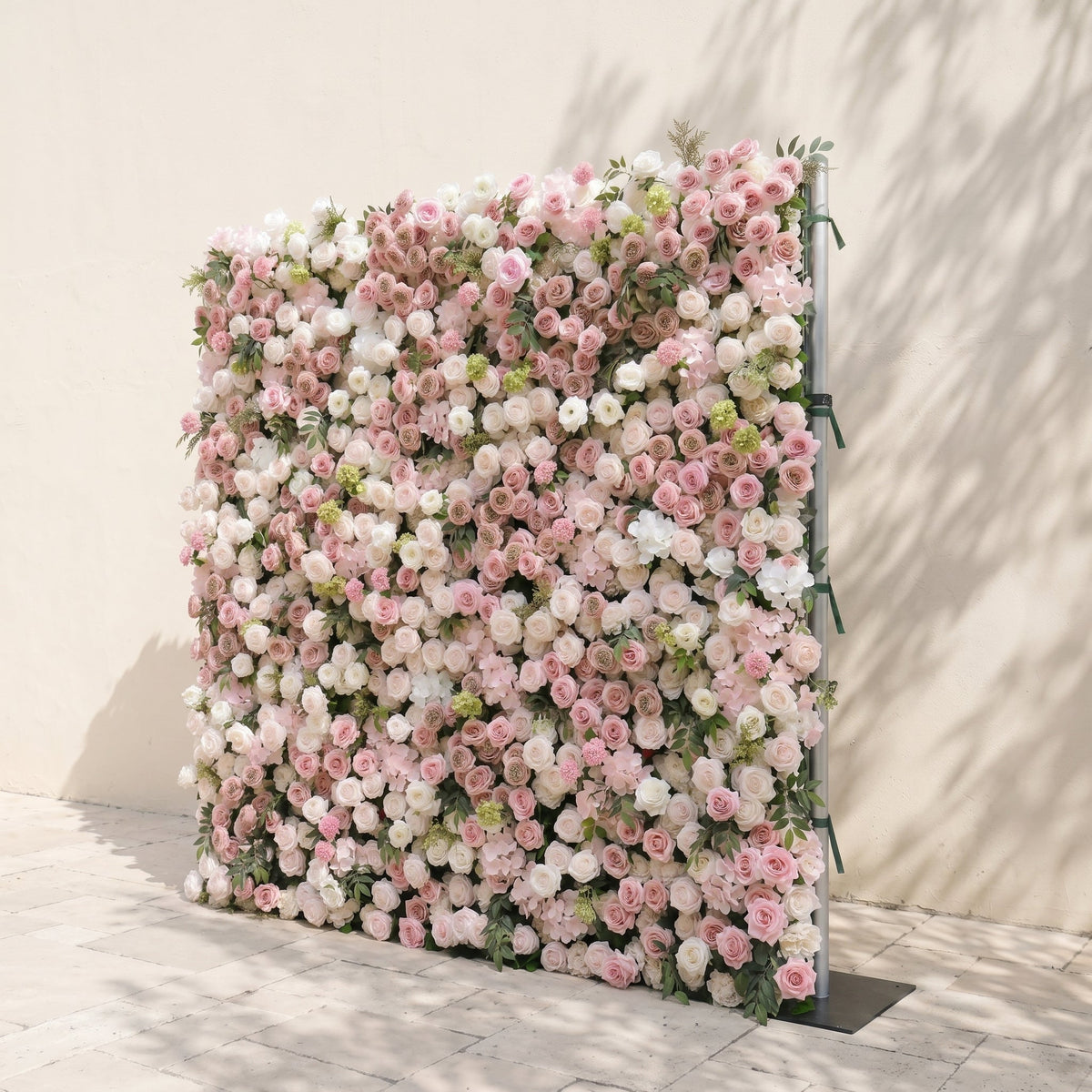 Aurorae: Luxury 4D Pink & White Rose & Orchid Silk Floral Wall with Lush Greenery Backdrop for Garden Weddings Free Shipping