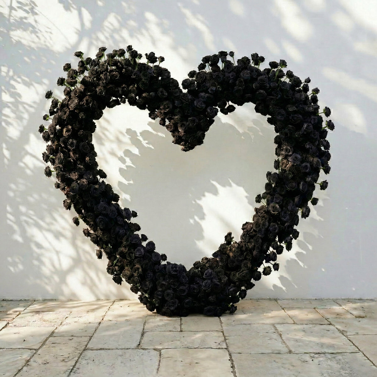 Avenya: Midnight Black Flower Heart Arch Decroation for Luxury Events & Parties | Ceremony & Event Decor