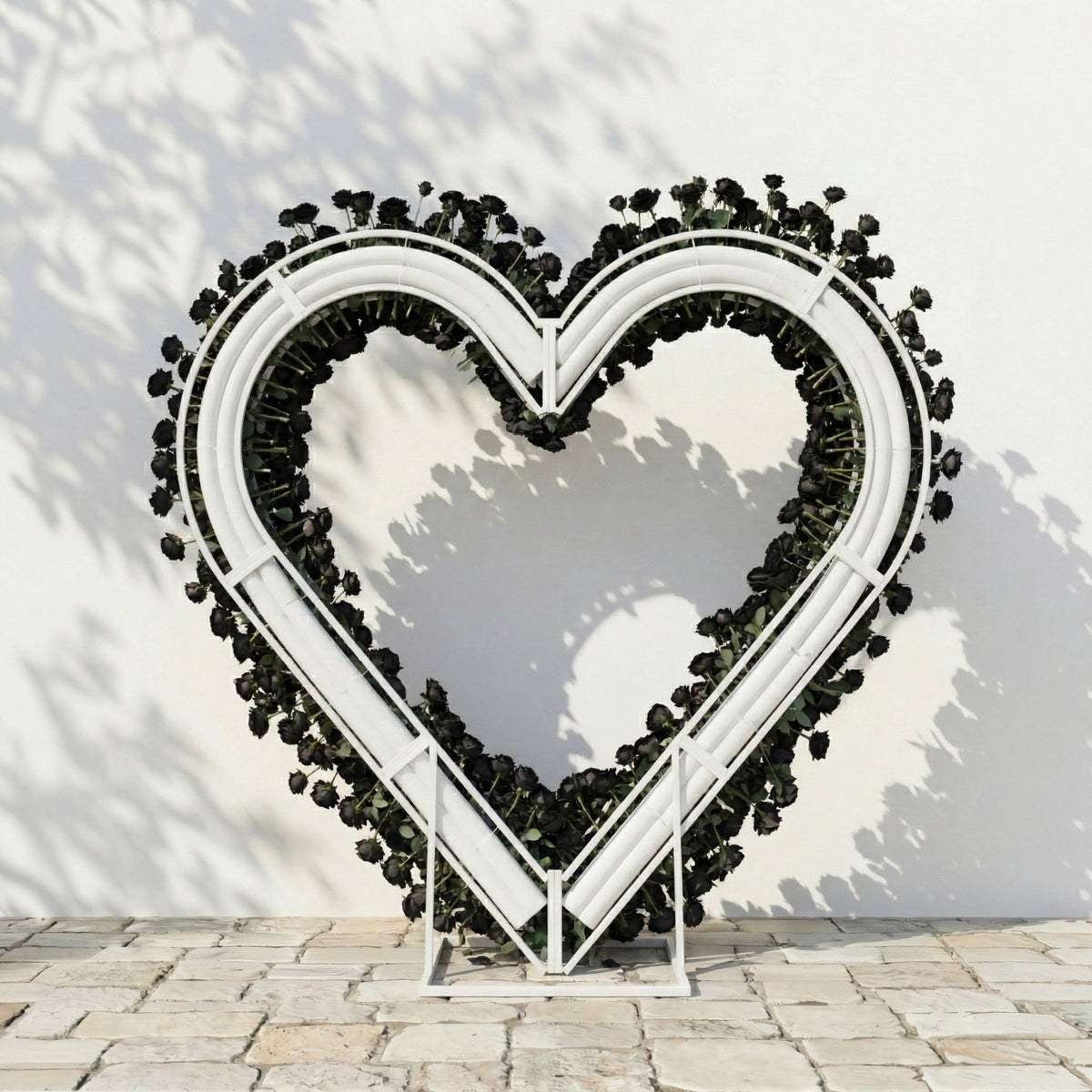 Avenya: Midnight Black Flower Heart Arch Decroation for Luxury Events & Parties | Ceremony & Event Decor