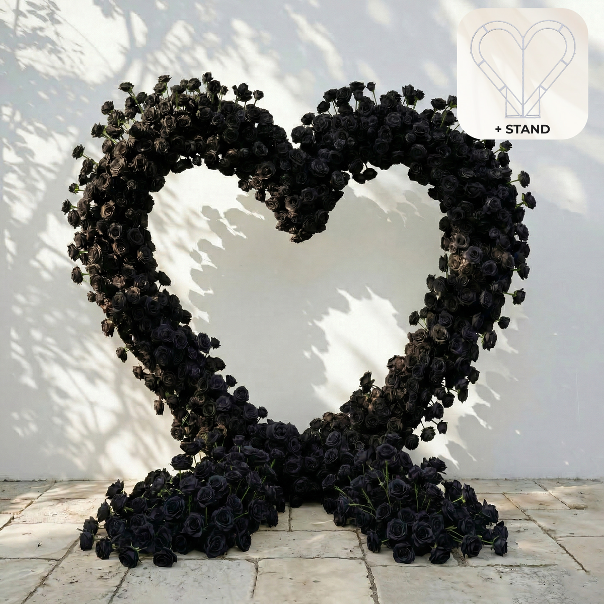 Avenya: Midnight Black Flower Heart Arch Decroation for Luxury Events & Parties | Ceremony & Event Decor