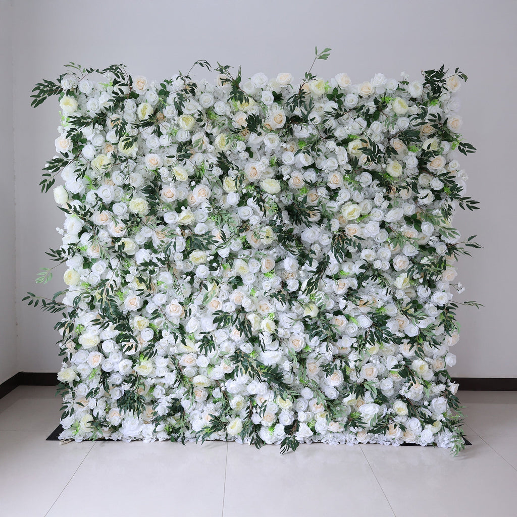 ValarFlowers Cream & Greenery Floral Extravaganza Wall: A Timeless. Elegant Masterpiece for Sophisticated Celebrations-VF-545 | Wedding & Celebration Collection
