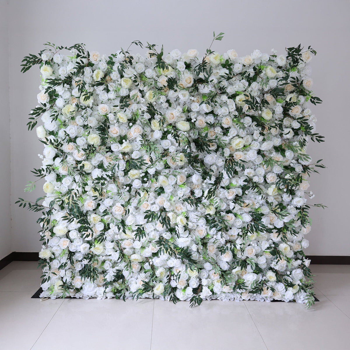 ValarFlowers Cream & Greenery Floral Extravaganza Wall: A Timeless. Elegant Masterpiece for Sophisticated Celebrations-VF-545