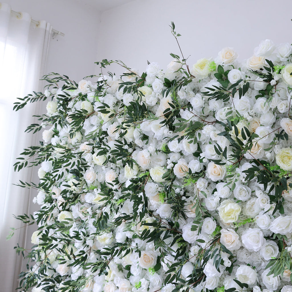 ValarFlowers Cream & Greenery Floral Extravaganza Wall: A Timeless. Elegant Masterpiece for Sophisticated Celebrations-VF-545 | Wedding & Celebration Collection