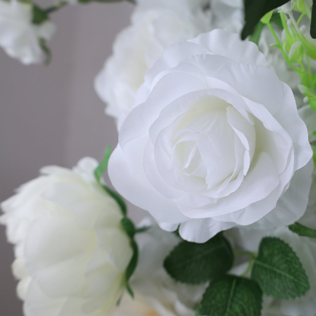 ValarFlowers Cream & Greenery Floral Extravaganza Wall: A Timeless. Elegant Masterpiece for Sophisticated Celebrations-VF-545 | Wedding & Celebration Collection