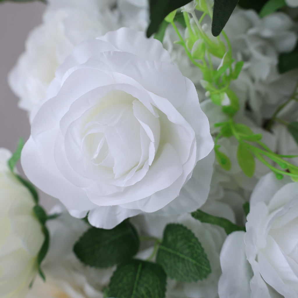 ValarFlowers Cream & Greenery Floral Extravaganza Wall: A Timeless. Elegant Masterpiece for Sophisticated Celebrations-VF-545 | Wedding & Celebration Collection
