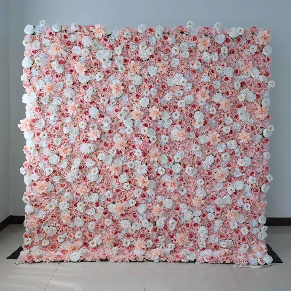 ValarFlowers Blush Pink & Soft White Floral Extravaganza Wall: A Dreamy. Romantic Masterpiece for Enchanting Celebrations-VF-553