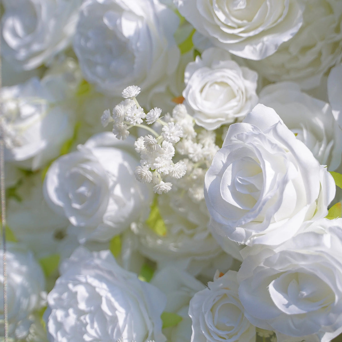 Breath：5D White Roses Fabric Artificial rolling up curtain flower wall Free Shipping