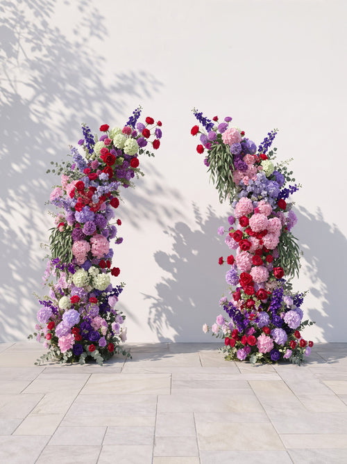 Brisira Luxury Horn Shaped Flower Arch with Frame for Wedding Party Event Backdrop Decoration — front view