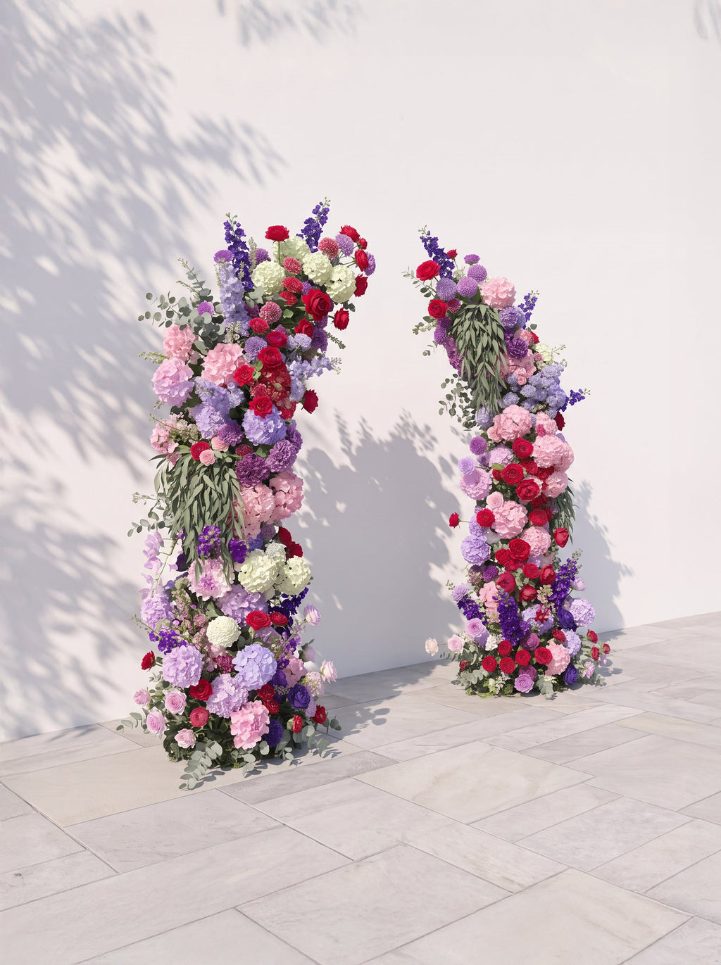 Brisira Luxury Horn Shaped Flower Arch with Frame for Wedding Party Event Backdrop Decoration — left view