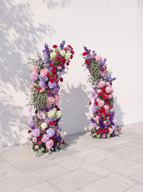 Brisira Luxury Horn Shaped Flower Arch with Frame for Wedding Party Event Backdrop Decoration — left view
