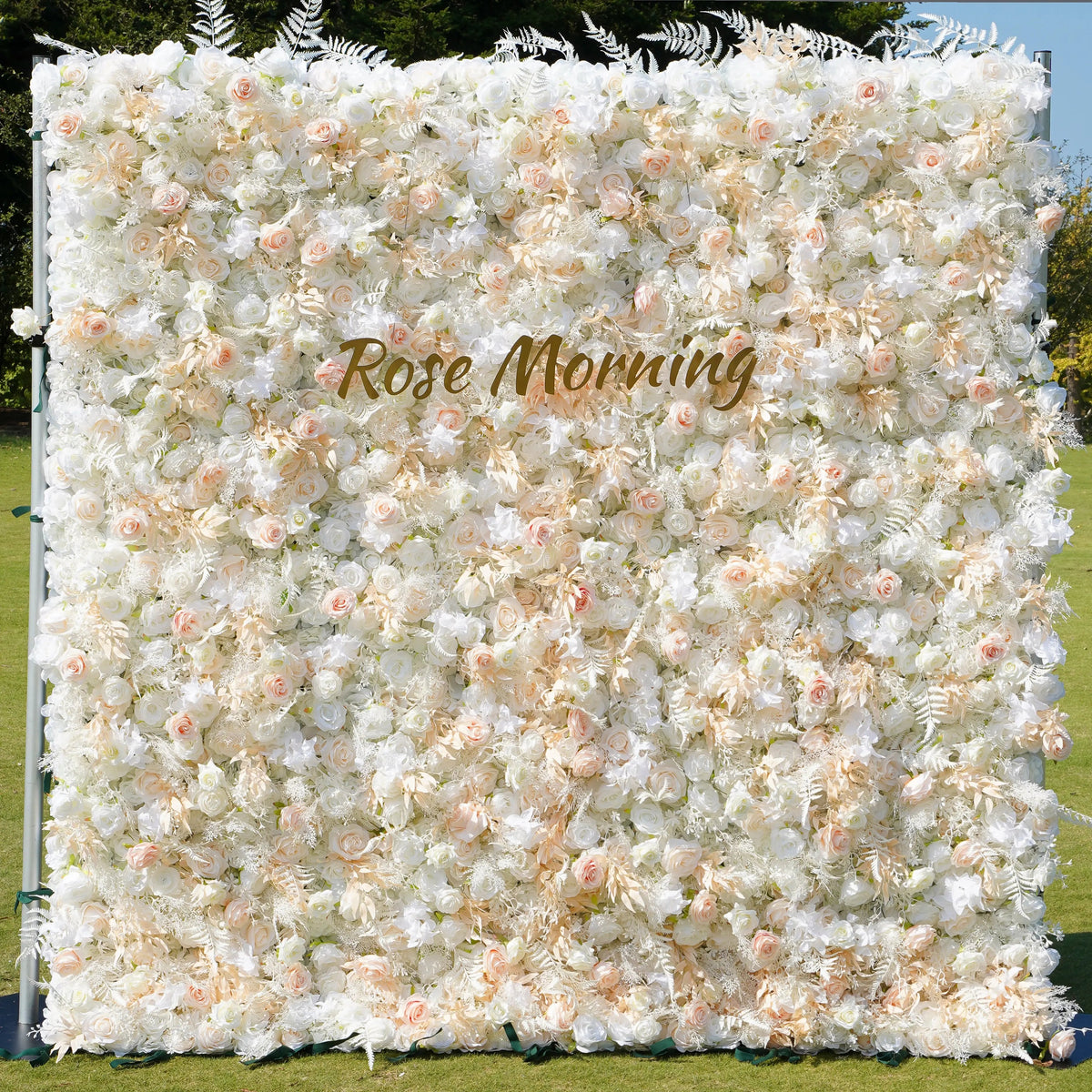 Cream：5D Fabric Artificial rolling up curtain flower wall Free Shipping