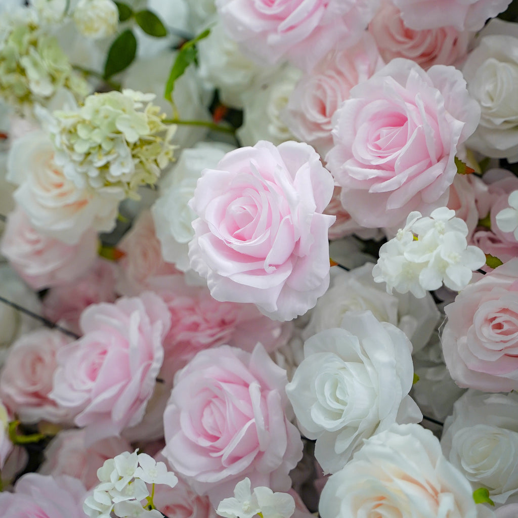 Leona：5D Fabric Artificial rolling up curtain flower wall Rose Morning