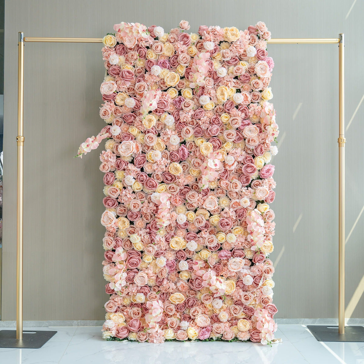 Valar Flowers Exquisite Artificial Flower Backdrop in Soft Pink and Cream Hues for Weddings. Parties and Events-VF-360 | Wedding & Celebration Collection