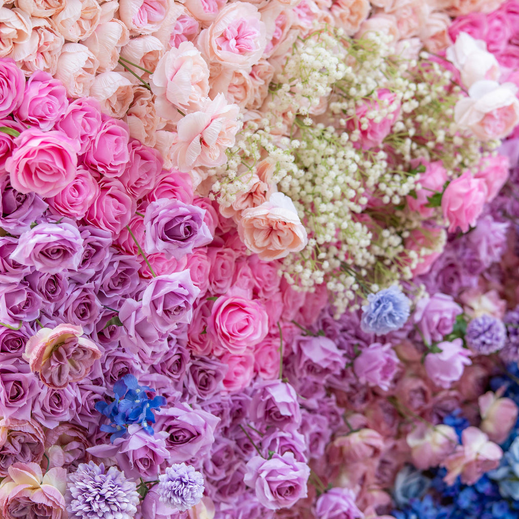 ValarFlowers Green White Pink Artificial Flower Wall Backdrop for Wedding & Event Decor VF-340 | Wedding & Celebration Collection