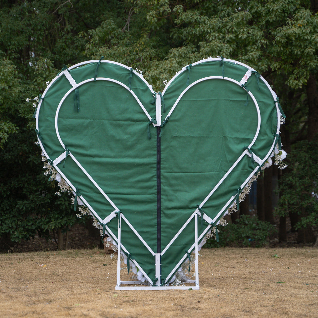 Petalya: 3D White Silk Rose Heart Floral Backdrop Decor for Proposal & Anniversary Backdrop Free Shipping