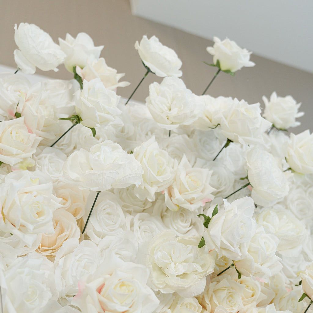 ValarFlowers Green White Pink Artificial Flower Wall Backdrop for Wedding & Event Decor VF-340 | Wedding & Celebration Collection