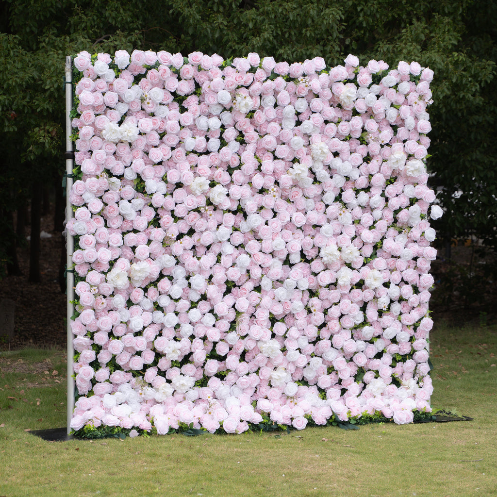 Whitepink: 3D Layered Flower Wall - Luxury Silk Rolling Backdrop (In US Stock 5-7 Days Delivered) Free Shipping