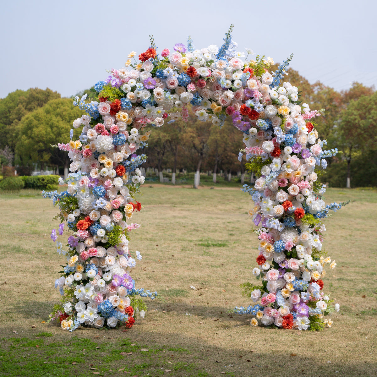 Devi: 2026 Multi-Color Wildflower Arch with Delphinium for Garden Weddings & Parties (Frame Included) | Wedding Floral Decor