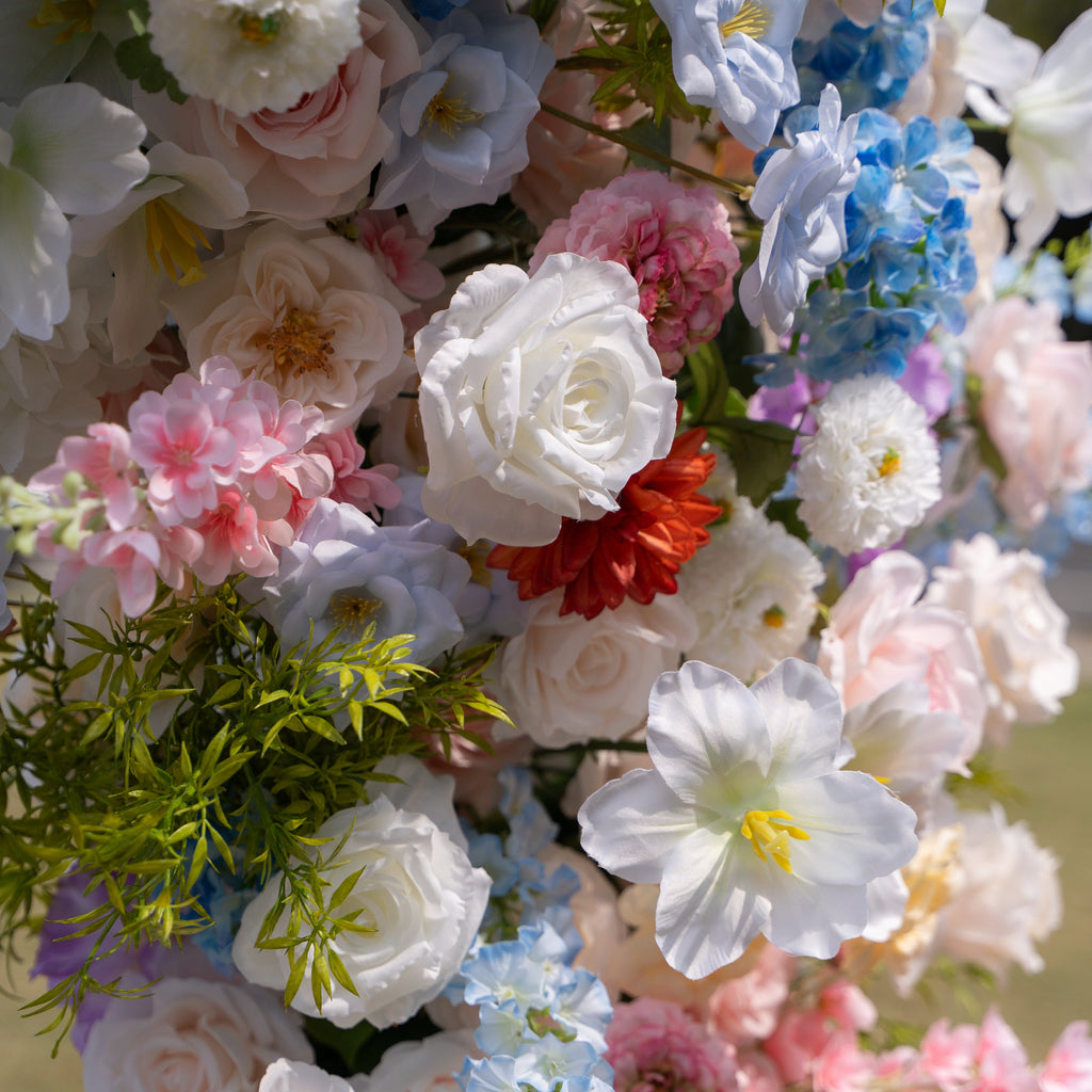 Devi: 2026 Multi-Color Wildflower Arch with Delphinium for Garden Weddings & Parties (Frame Included) | Wedding Floral Decor