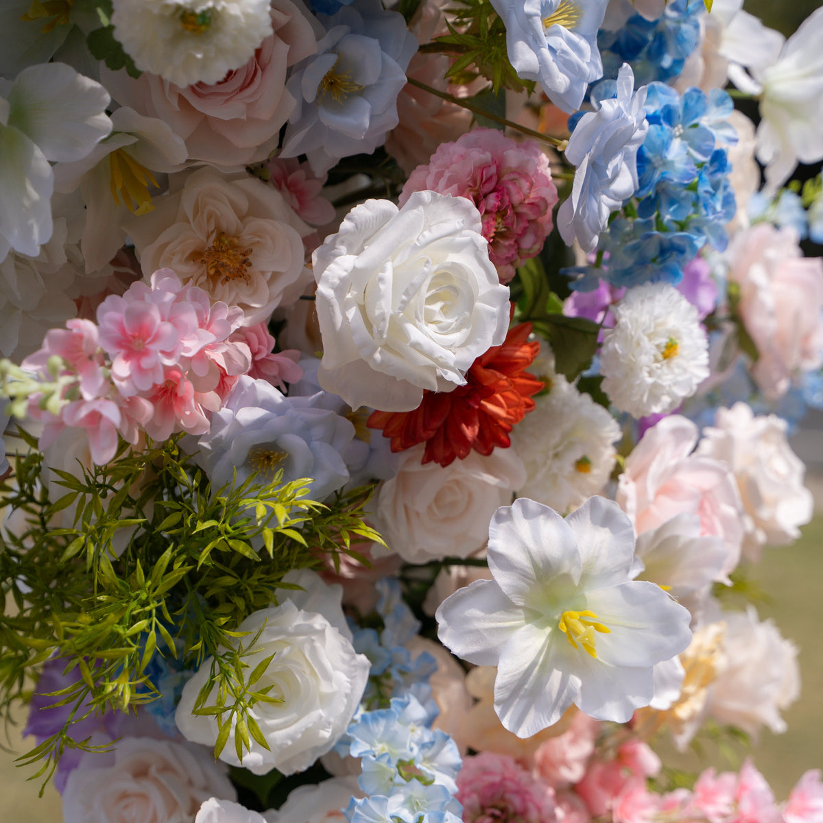 Devi: 2026 Multi-Color Wildflower Arch with Delphinium for Garden Weddings & Parties (Frame Included) | Wedding Floral Decor