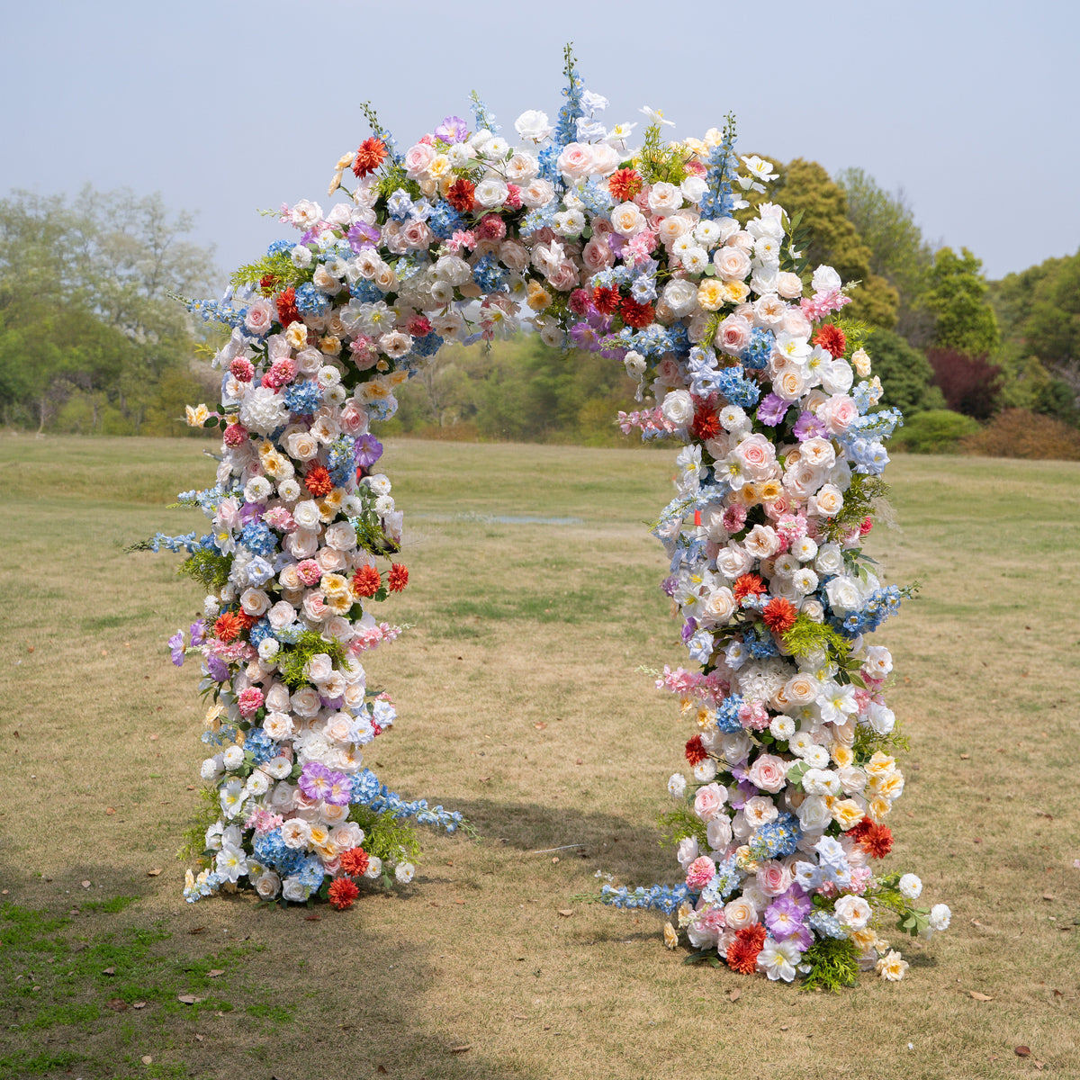 Devi: 2026 Multi-Color Wildflower Arch with Delphinium for Garden Weddings & Parties (Frame Included) | Wedding Floral Decor
