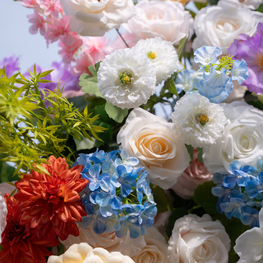 Devi: 2026 Multi-Color Wildflower Arch with Delphinium for Garden Weddings & Parties (Frame Included) | Wedding Floral Decor
