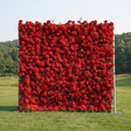 Ellis: Luxury 5D Crimson Silk Rose Flower Wall Roll-Up Fabric Backdrop for Romantic Proposals & Luxury Wedding Event Free Shipping