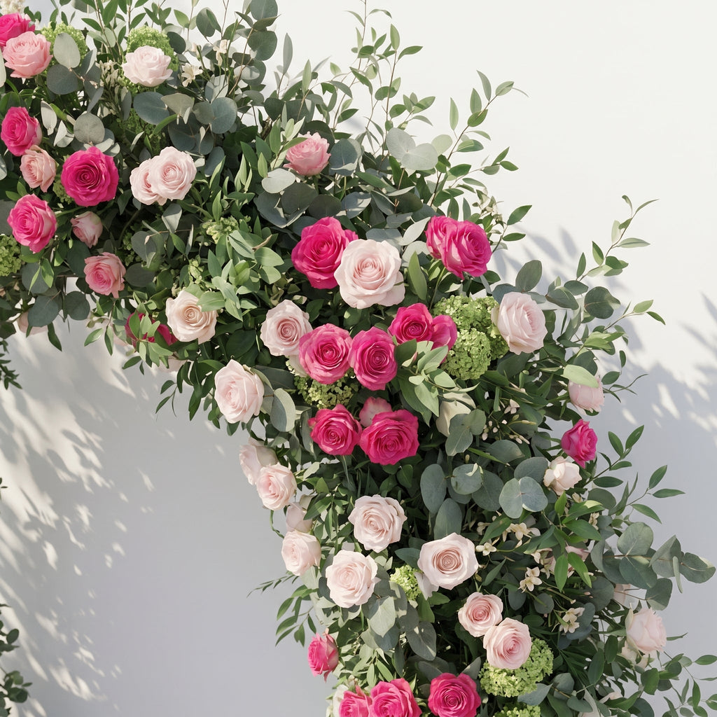 Elvenessa: 2026 New Luxury Floral Arch with Pink Roses and Greenery Floral Arch for Weddings & Events & Events Decor Incuding Frame | Wedding Floral Decor