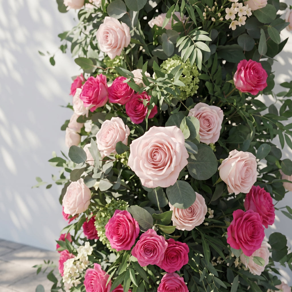 Elvenessa: 2026 New Luxury Floral Arch with Pink Roses and Greenery Floral Arch for Weddings & Events & Events Decor Incuding Frame | Wedding Floral Decor