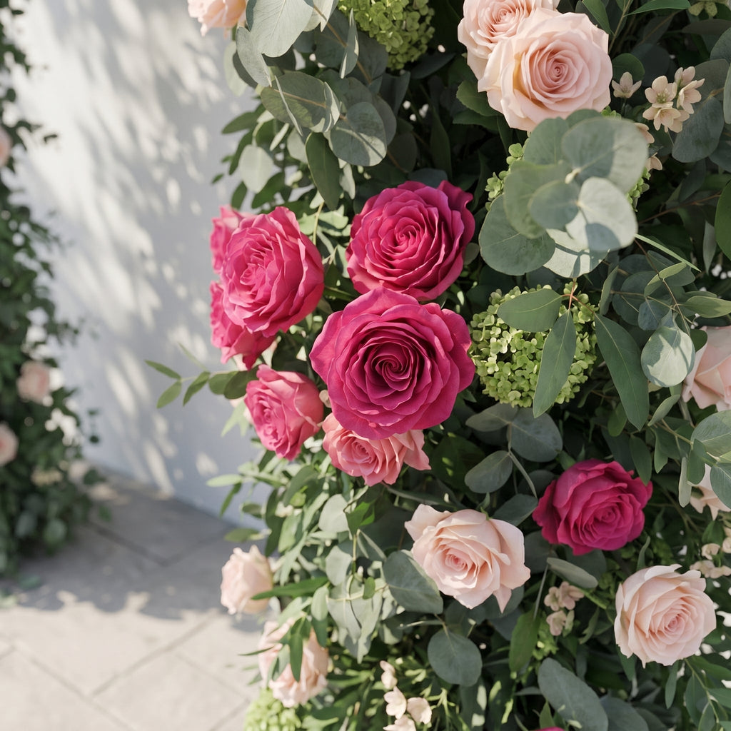 Elvenessa: 2026 New Luxury Floral Arch with Pink Roses and Greenery Floral Arch for Weddings & Events & Events Decor Incuding Frame | Wedding Floral Decor
