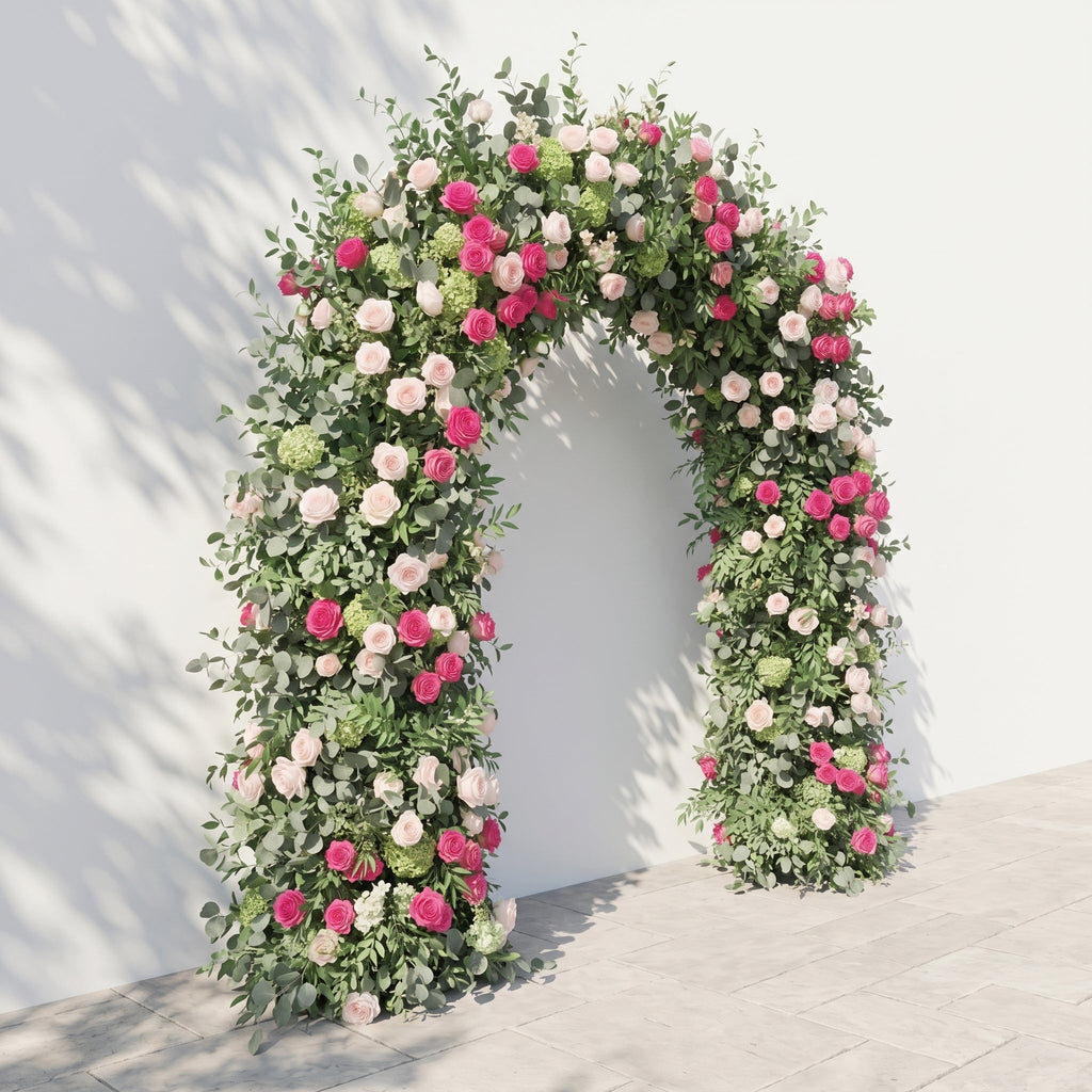 Elvenessa: 2026 New Luxury Floral Arch with Pink Roses and Greenery Floral Arch for Weddings & Events & Events Decor Incuding Frame | Wedding Floral Decor