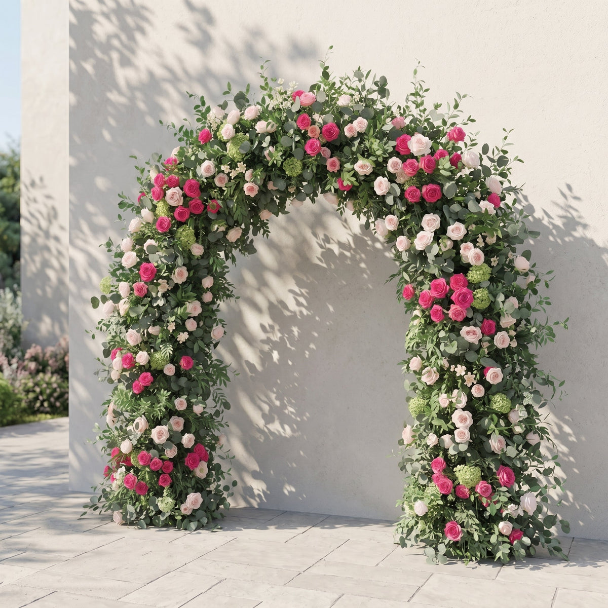 Elvenessa: 2026 New Luxury Floral Arch with Pink Roses and Greenery Floral Arch for Weddings & Events & Events Decor Incuding Frame | Wedding Floral Decor