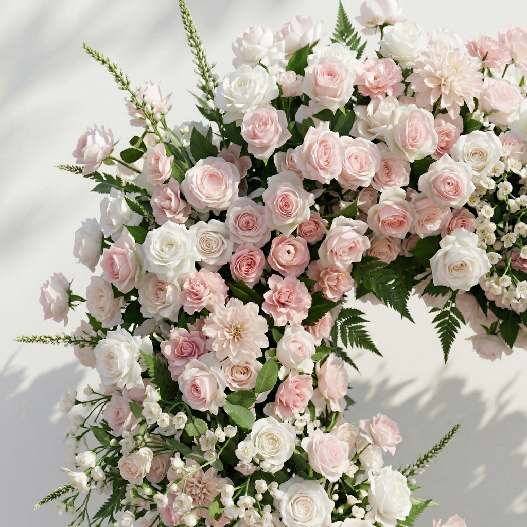 Elysora: Romantic Blush Pink & Ivory Heart-Shaped Floral Arch for Dreamy Wedding Ceremony Frame Included | Event Floral Decor